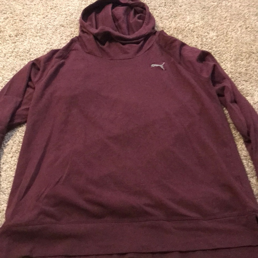 long sleeve maroon puma shirt